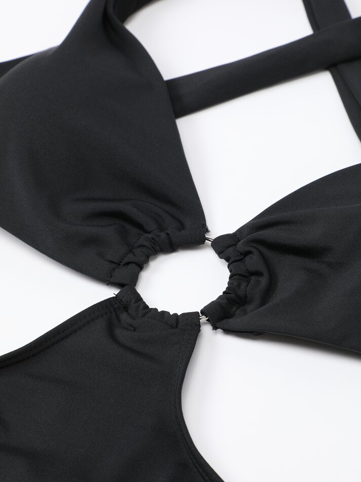 Triquíni com argola frontal - Preto