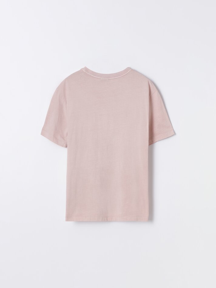 Camiseta com efeito lavado - Rosa Chiclete