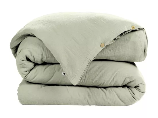 OUREA - Housse de Couette 140x200cm Gaze de Coton Vert d'Eau