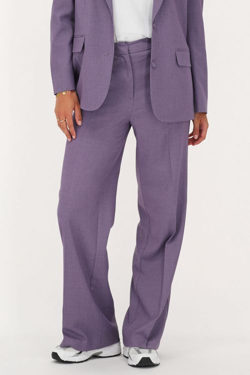 Paarse pantalon met blinde knoop