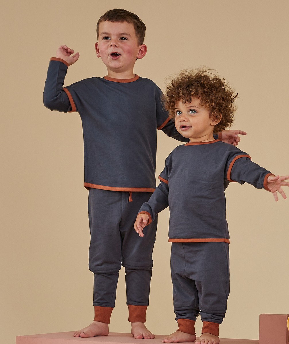 LE PANTALON JOGGING BLEU MARINE ET TERRACOTTA EN COTON PIMA