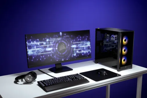 CORSAIR | iCUE 4000X RGB – Miditower - ATX - ingen strømforsyning - Sort - USB/Lyd