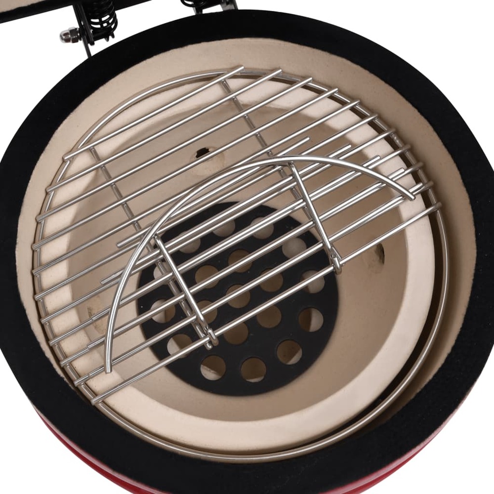 Barbecue à fumoir kamado 2-en-1 céramique 56 cm rouge