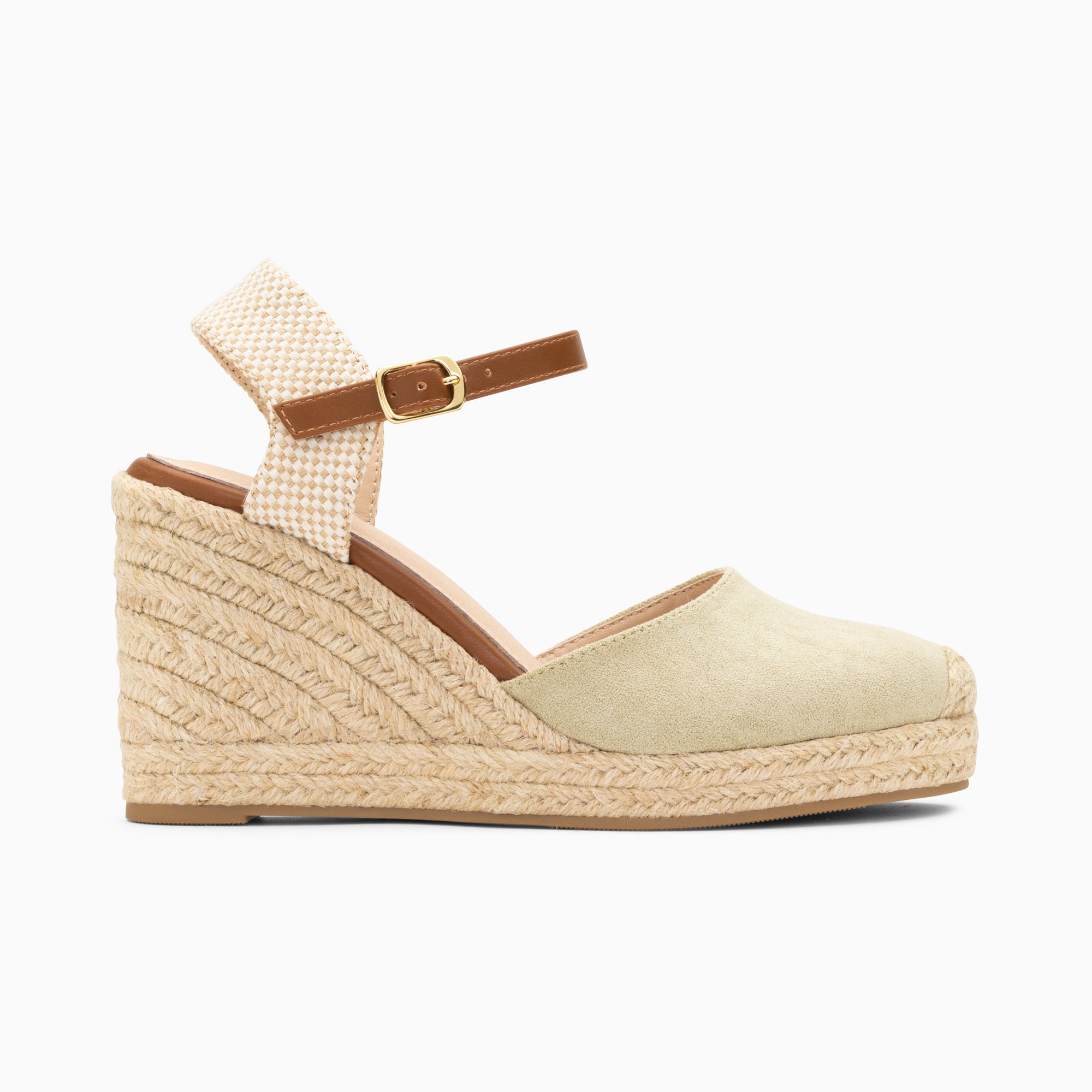 Sandales à talon, Compensées-Sandales compensées Mariana vert pastel