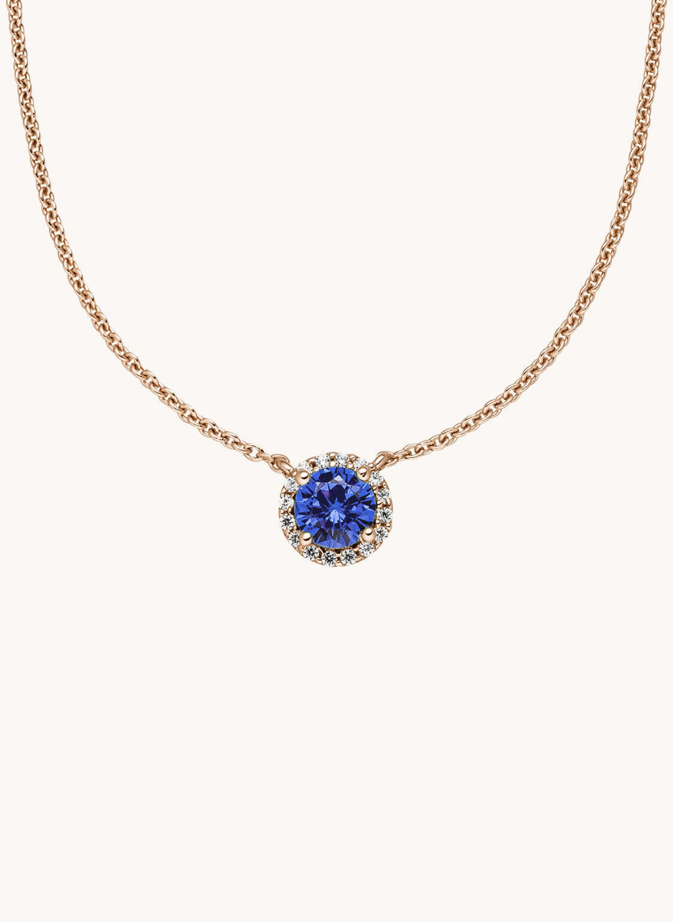 VEYNOU Halskette AVA aus 14 Karat Roségold und 0,50ct. lab-grown Saphir und Diamanten