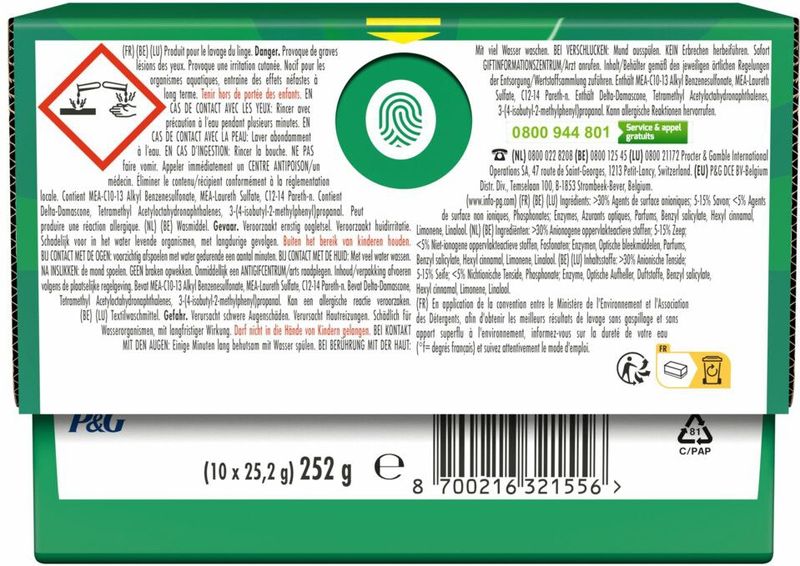 Ariel - 4in1 Pods - Wasmiddel Capsules - Extra Fiber Protection - 10 Wasbeurten