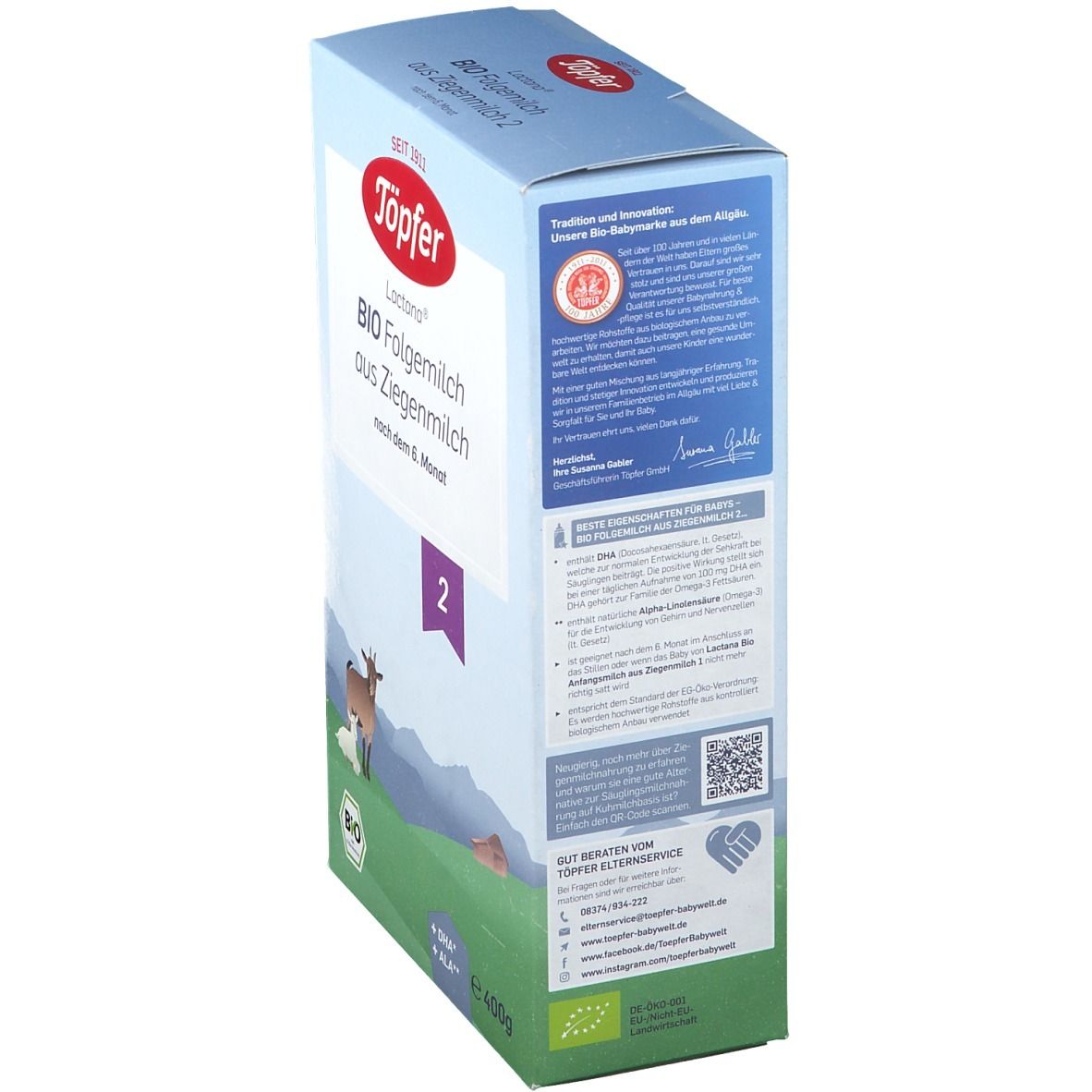Töpfer Lactana Bio Folgemilch 2 aus Ziegenmilch ab dem 7. Monat