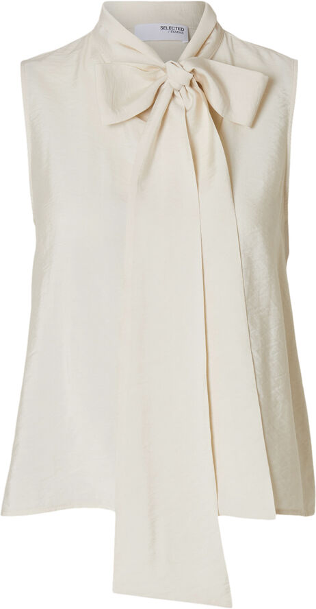 Selected Femme SLFCADEN SL TIE NECK TOP EX Birch
