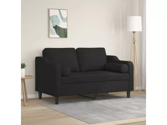 Canapé 2 places avec oreillers décoratifs noir 120 cm tissu