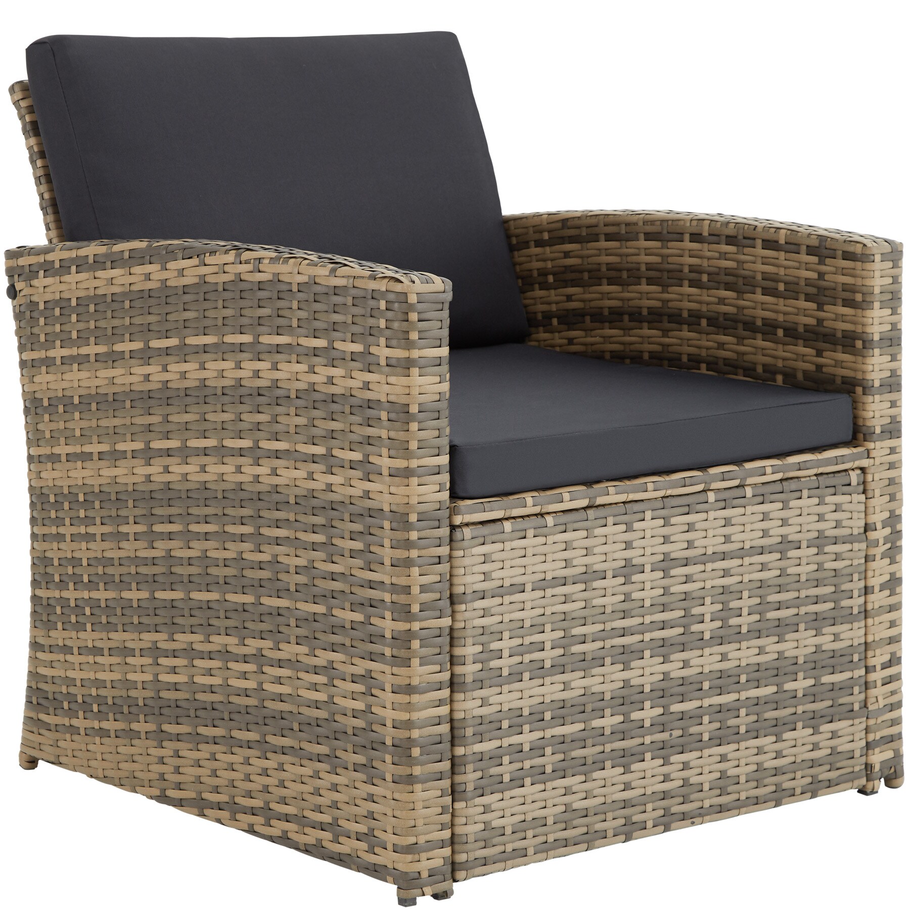 tectake® Rattan Lounge, für 4 Personen, UV-beständig, mit Sicherheitsglasplatte