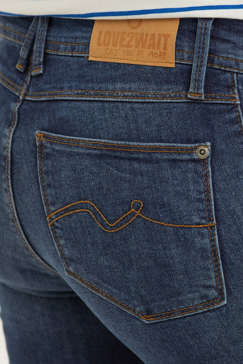 LOVE2WAIT low waist skinny zwangerschapsjeans met katoen donkerblauw