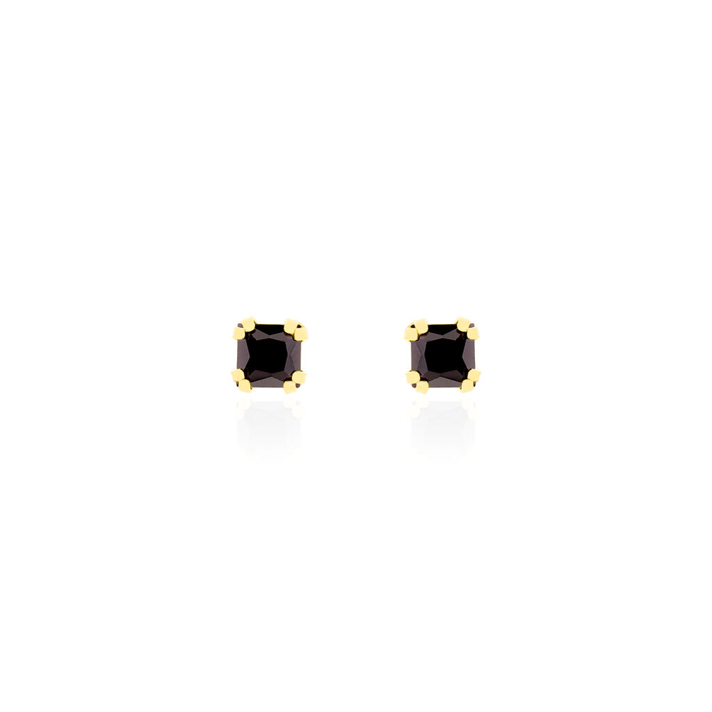 Boucles D'oreilles Puces Doreen Carre Or Jaune Oxyde De Zirconium
