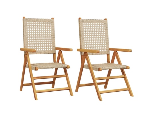 VIDAXL - Chaises de jardin lot de 2 beige bois massif d'acacia et rot...