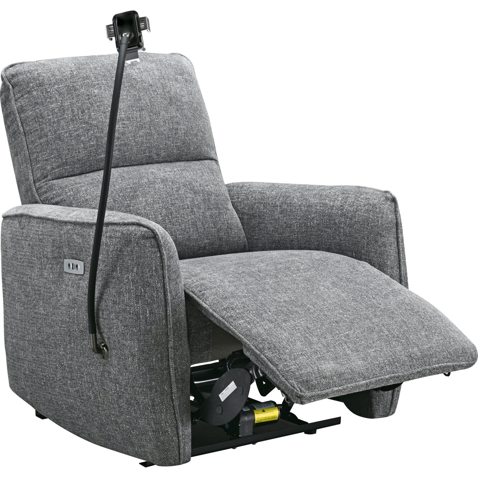TV-Sessel Chloe grau elektrische Relaxfunktion, mit Handyarm und USB-C Anschluss