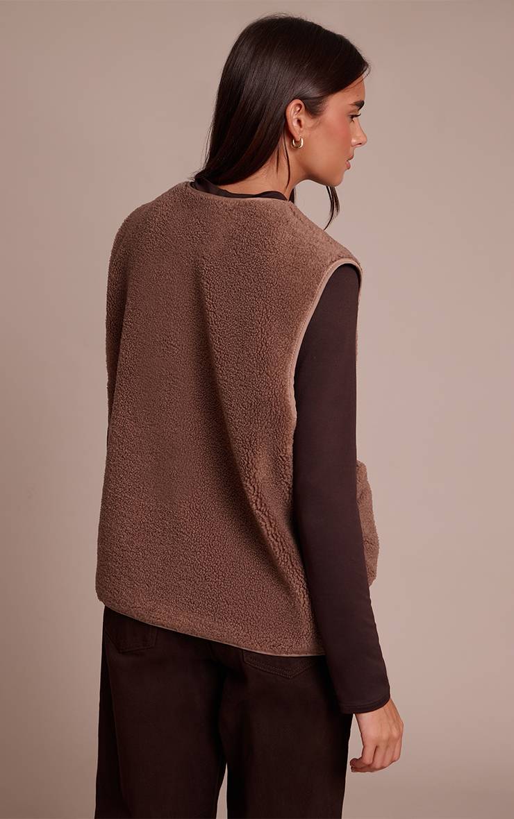 Marron Gilet Sans Manches En Synthétique