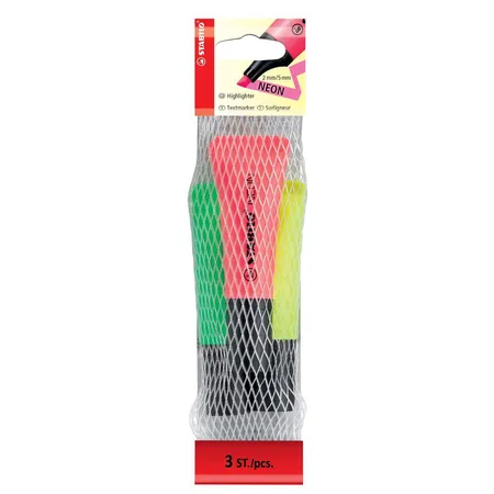 Textmarker - STABILO NEON - 3er Pack - gelb, grün, pink