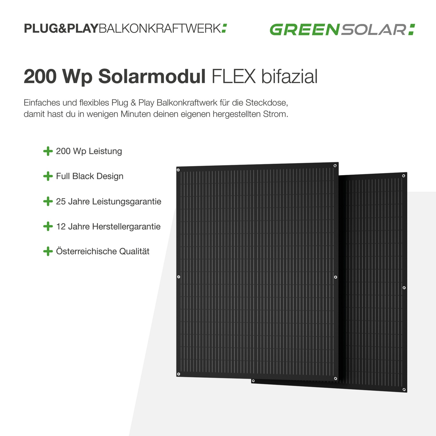 GREEN SOLAR Balkonkraftwerk 400 W FLEX