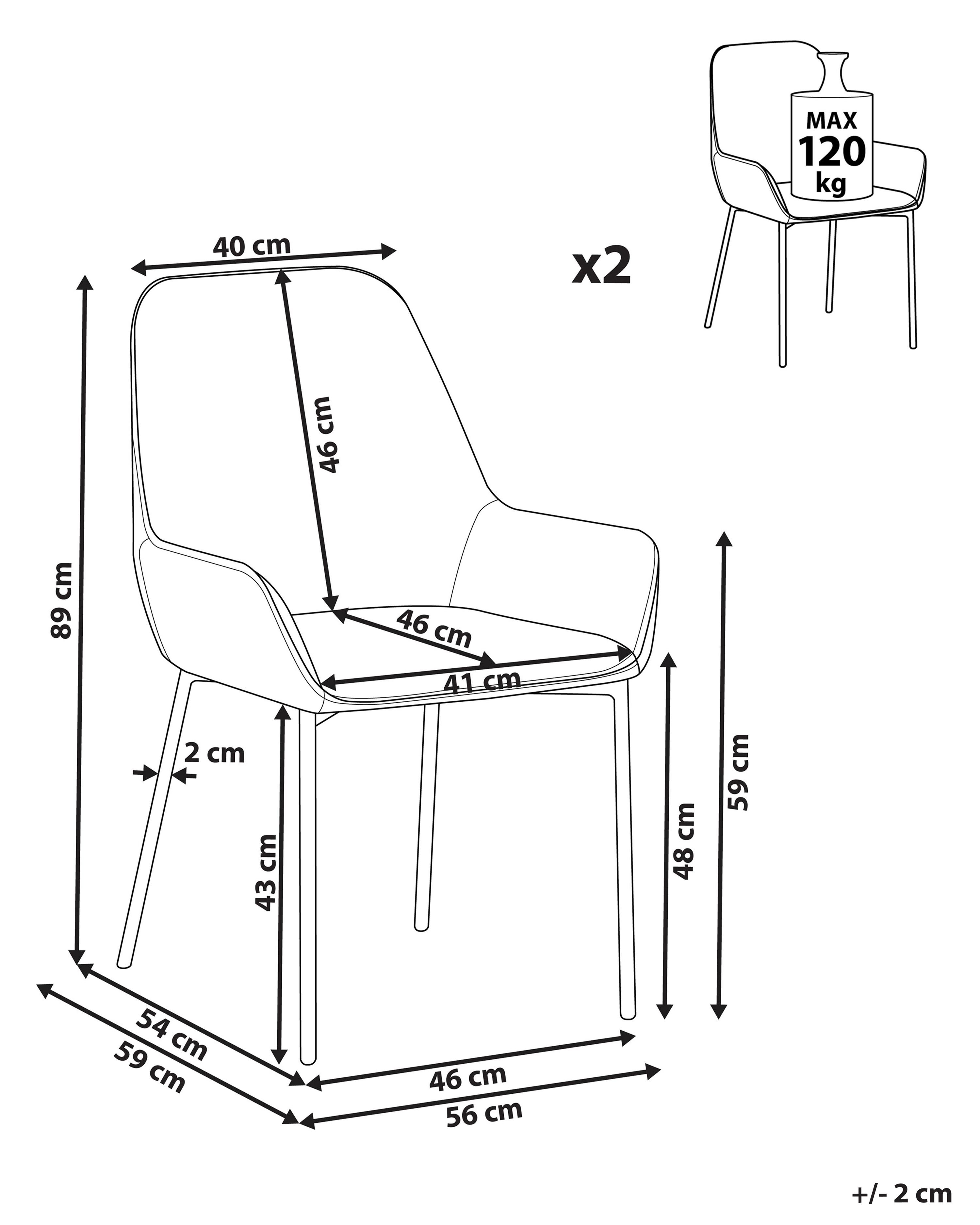 Set van 2 eetkamerstoelen LOVERNA Corduroy Grijs