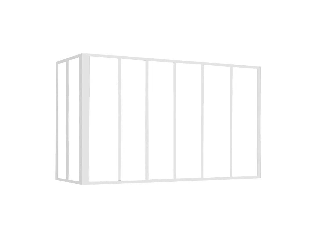 Verrière d'angle atelier en aluminium thermolaqué - L180 x L60 x H105 cm - Blanc - BAYVIEW
