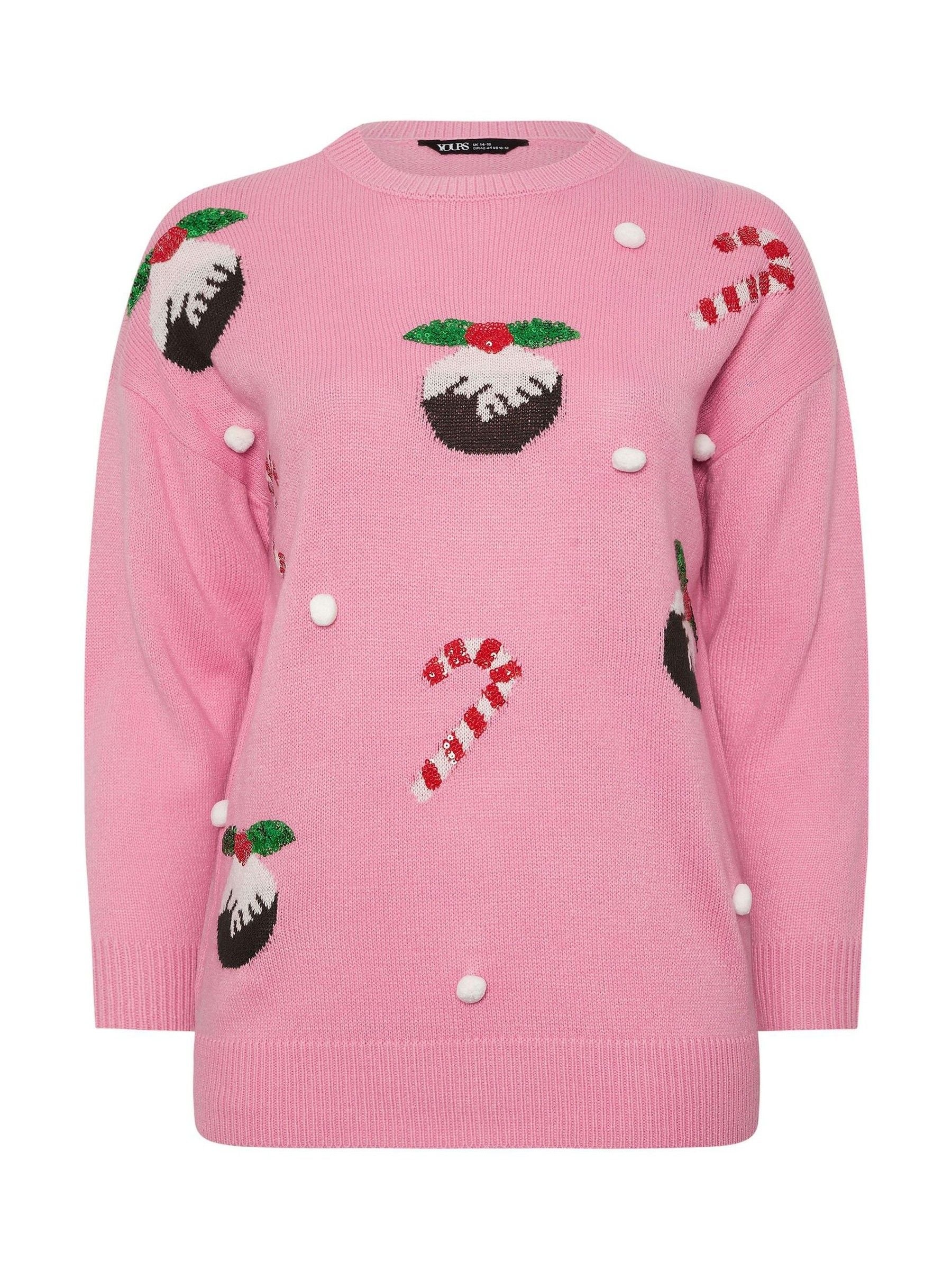 Yours Curve Candy Cane Novelty Jumper