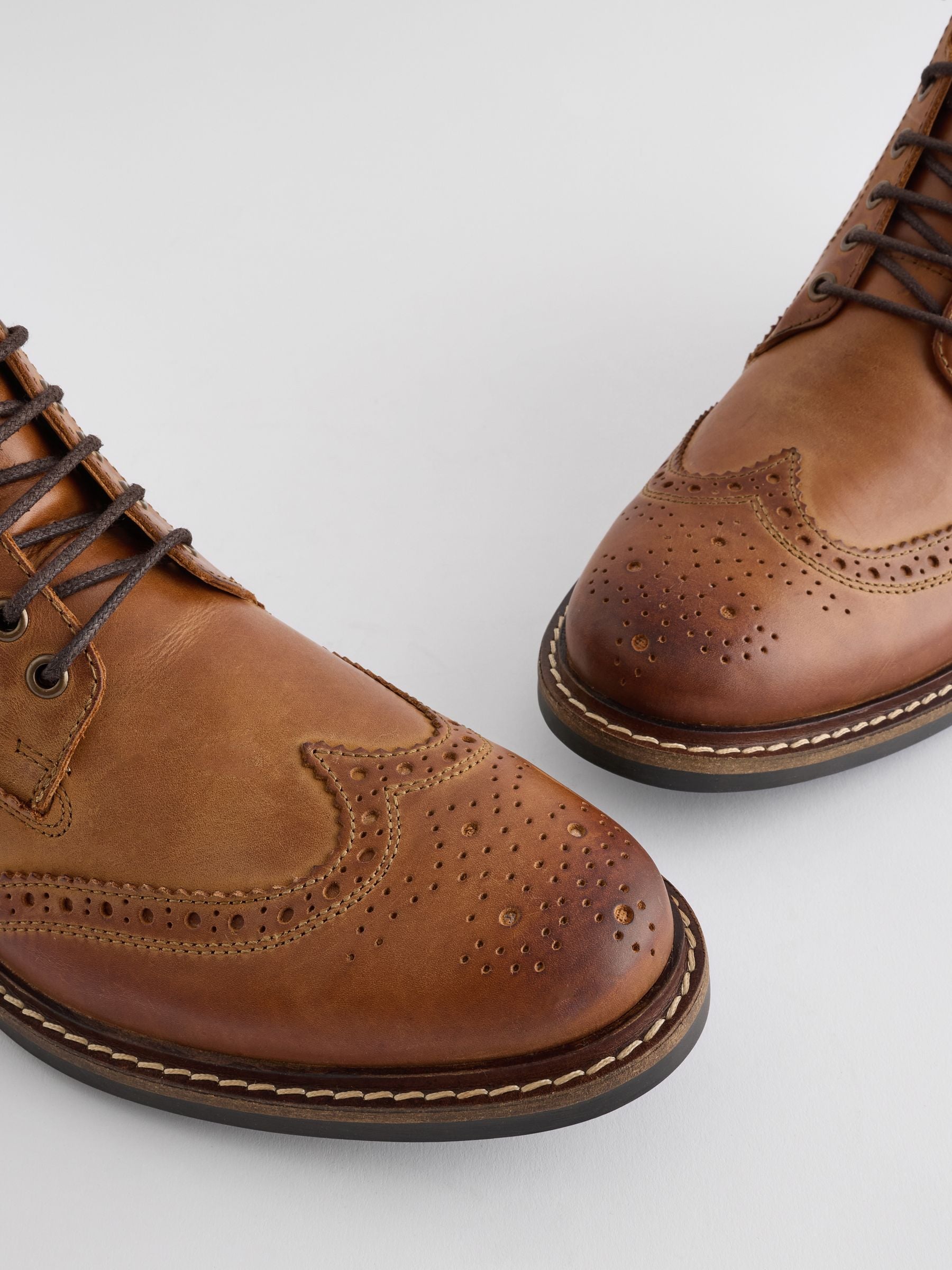 Lichtbruin - Leren brogue laarzen