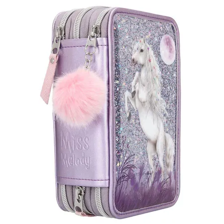Depesche Miss Melody 3-Fach Federtasche Glitzer, Lila