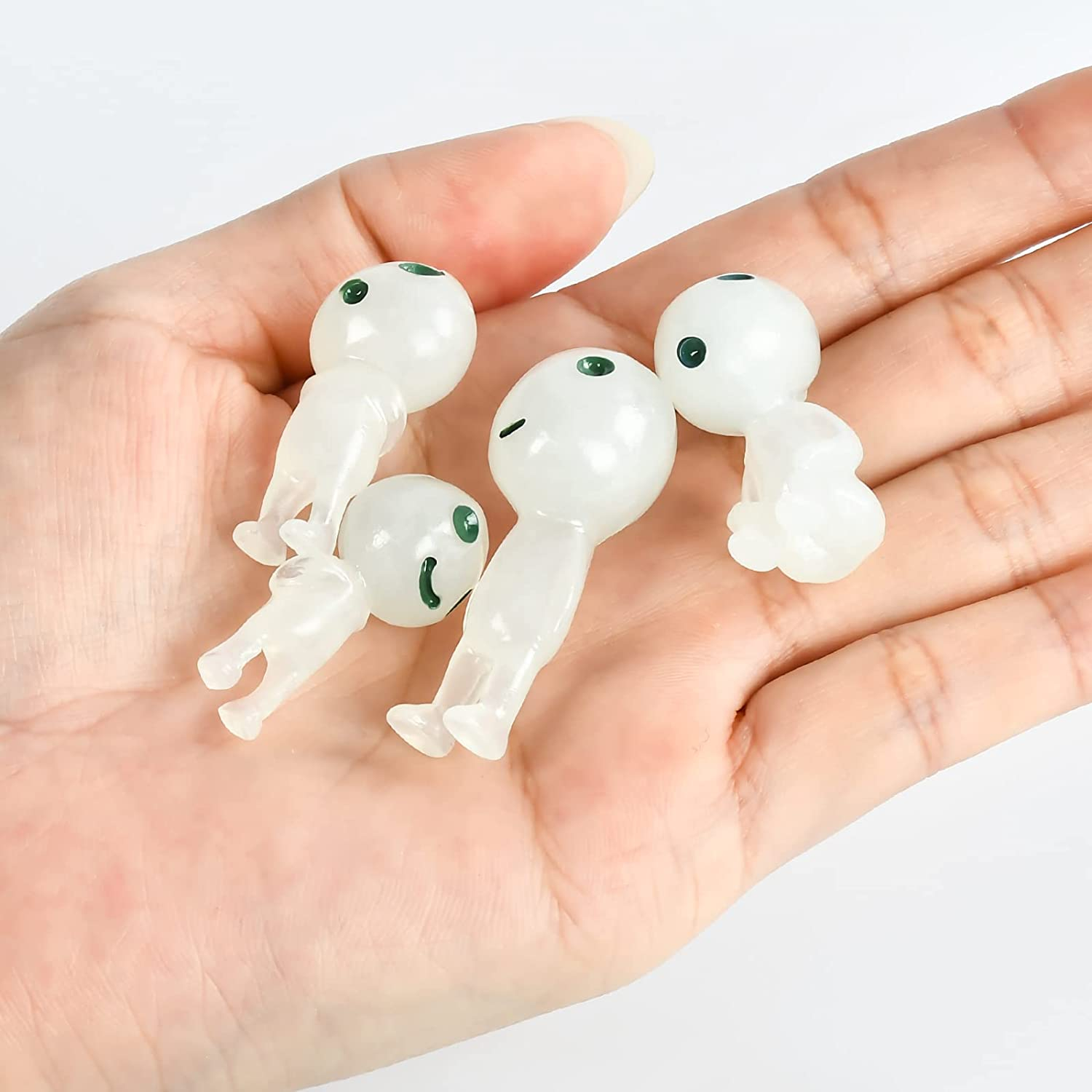 (10er Set) Fluoreszierende Alien Figuren Leuchtende Mini Waldgeister Garten Deko - Grün
