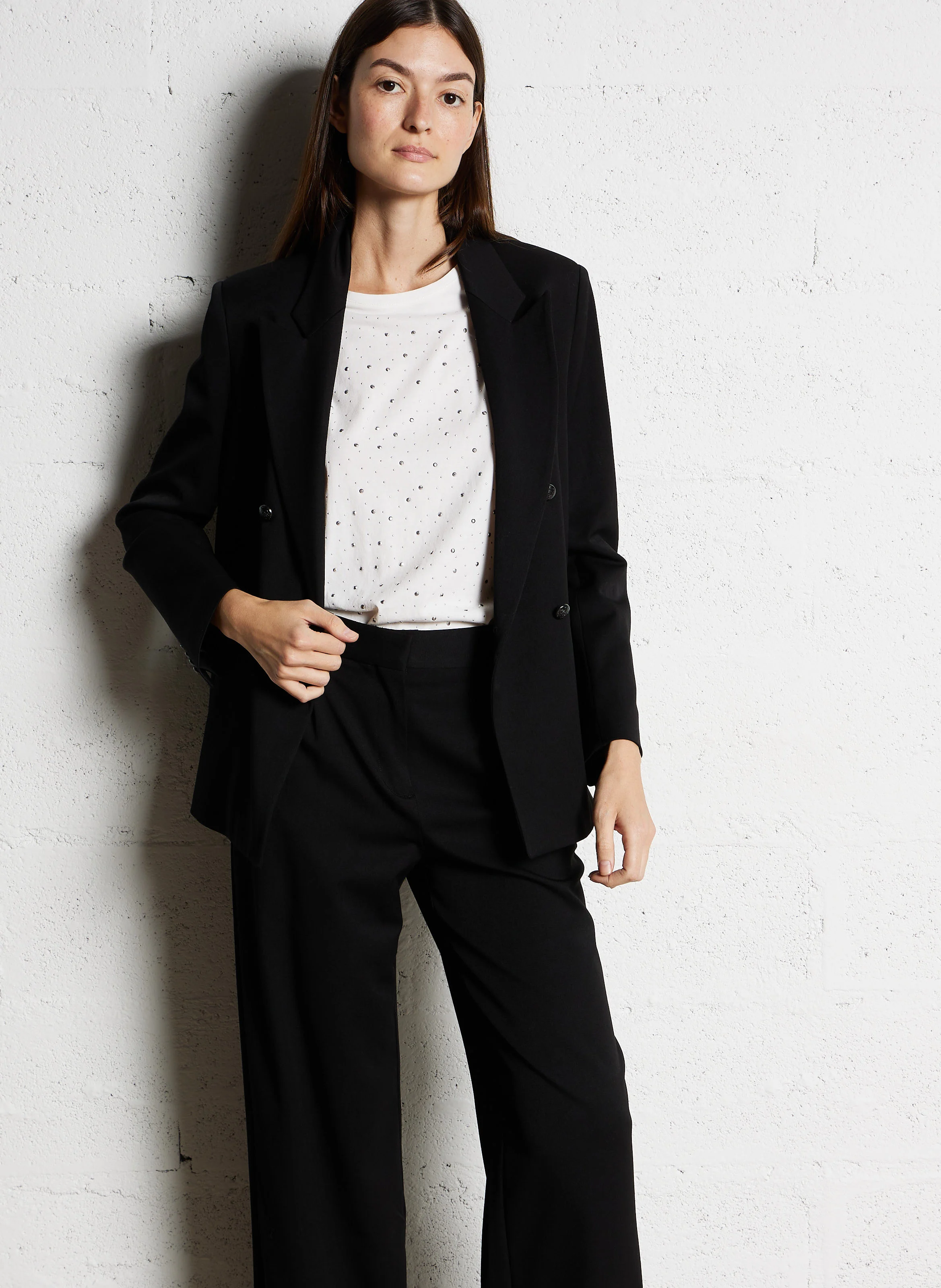 Veste droite col tailleur| Noir