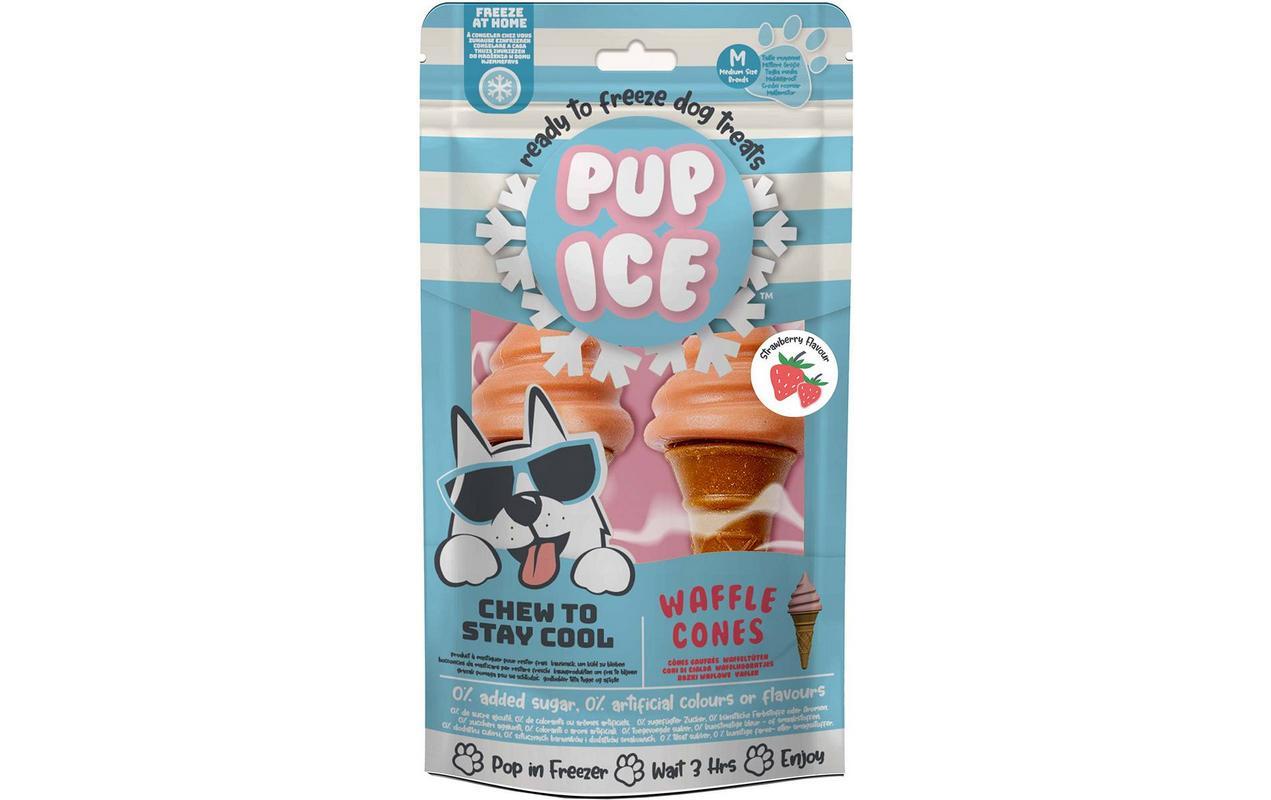 Leckerli Waffle Cones Erdbeere, 2 Stück, 110gHunde-Eis für heisse Tage