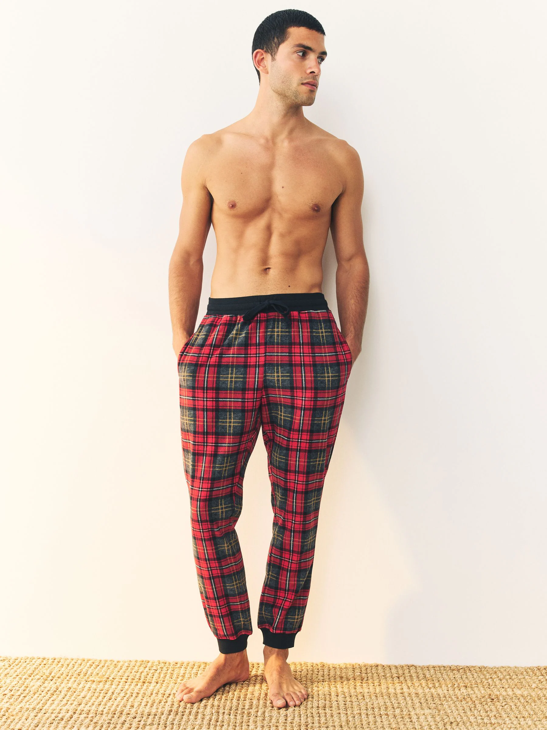 Rood met Schotse ruit - Thermische fleece pyjama's met ruit