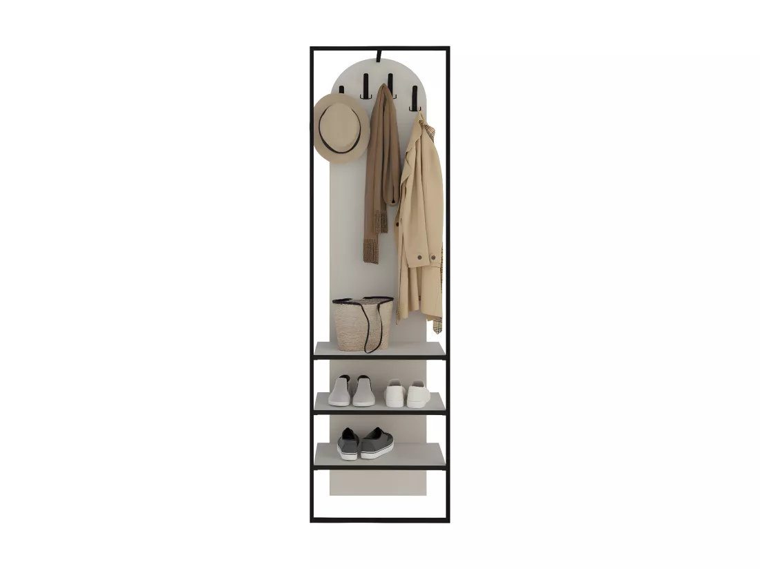 Wynsar - Meuble d'entrée 3 étagères en bois et métal H180cm - Beige