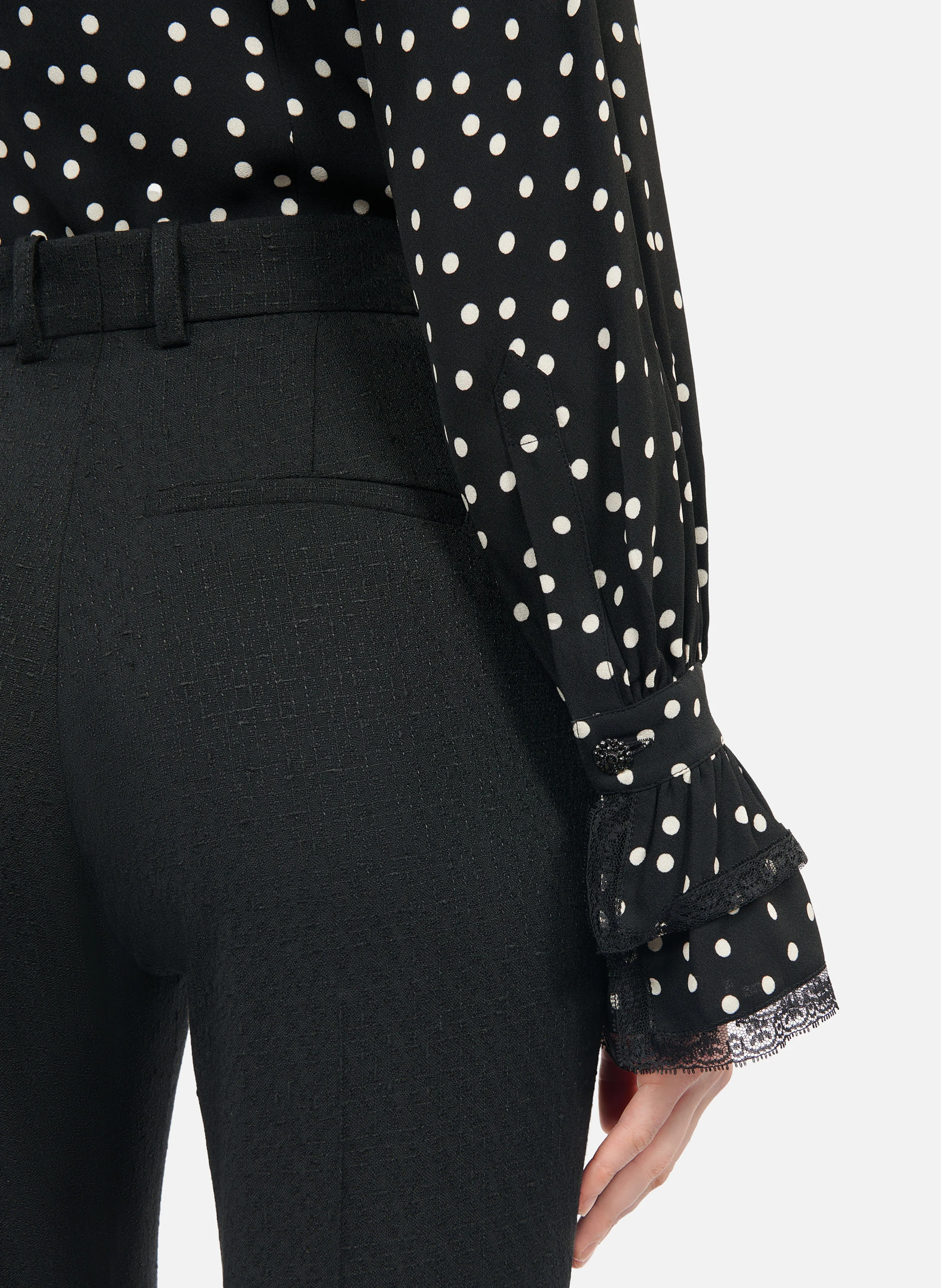 Pantalon à pinces en laine mélangée | Noir