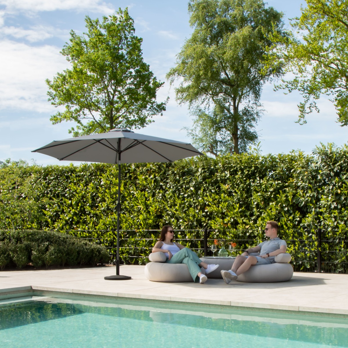 VONROC Recanati Ø300 cm Premium stokparasol - Grey