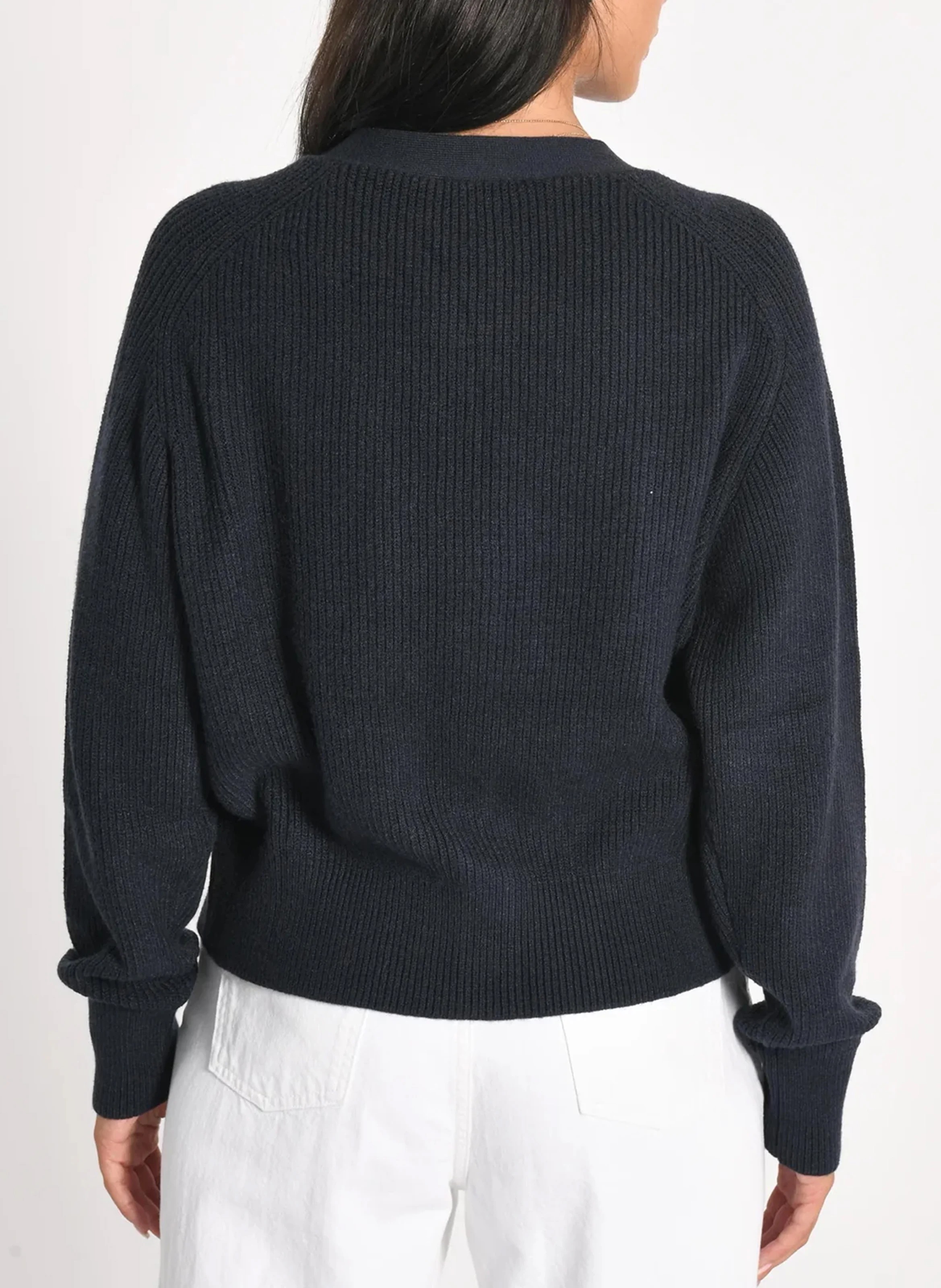 LOU - Cardigan boutonné à col v | Bleu