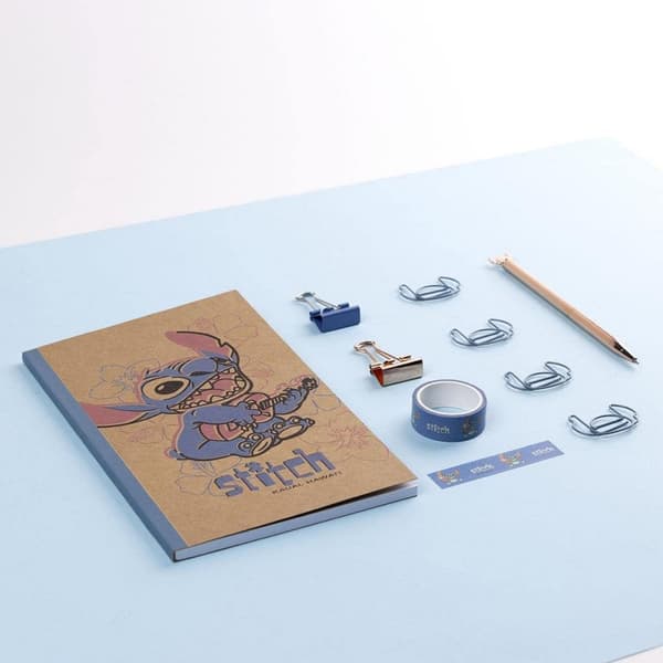Sett med Skrivesaker Stitch 10 Deler Blå