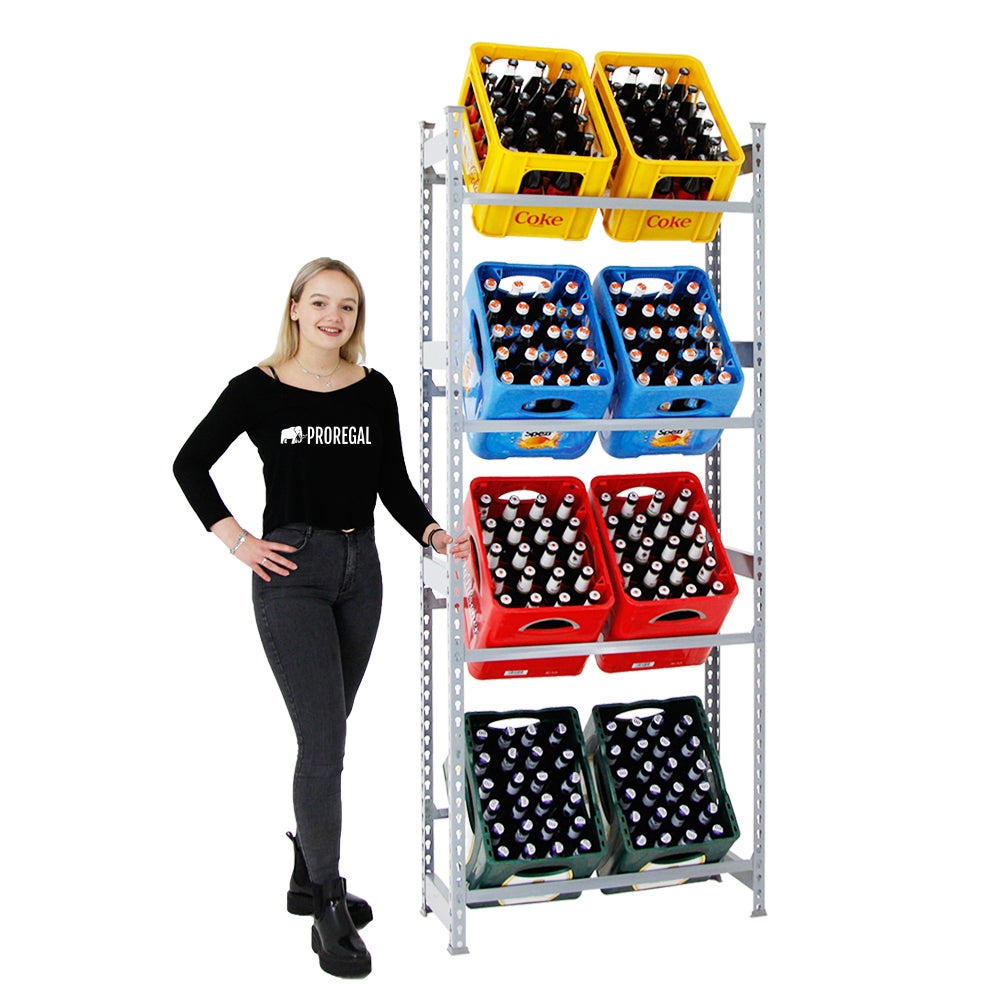 PROREGAL Drankkratplank, Hoog Big Camel, HxBxD 200 x 80 x 30 cm, Grijs