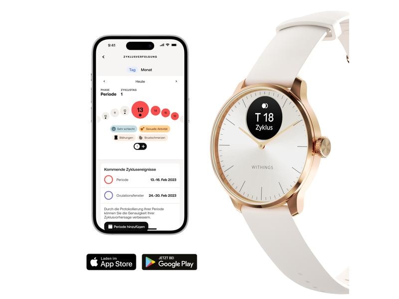 Withings Activity Tracker Scanwatch Light, Weiss Hybrid Smartwatch