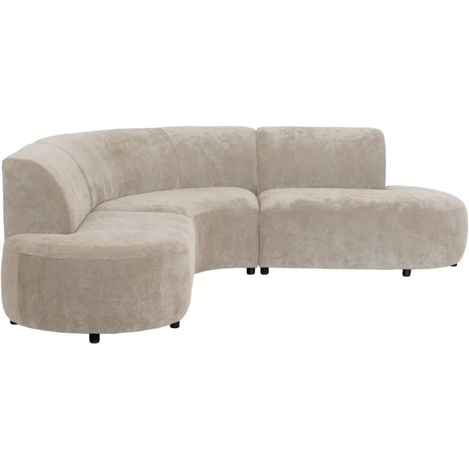 Hoekbank Luna rond - stof Rebel - beige