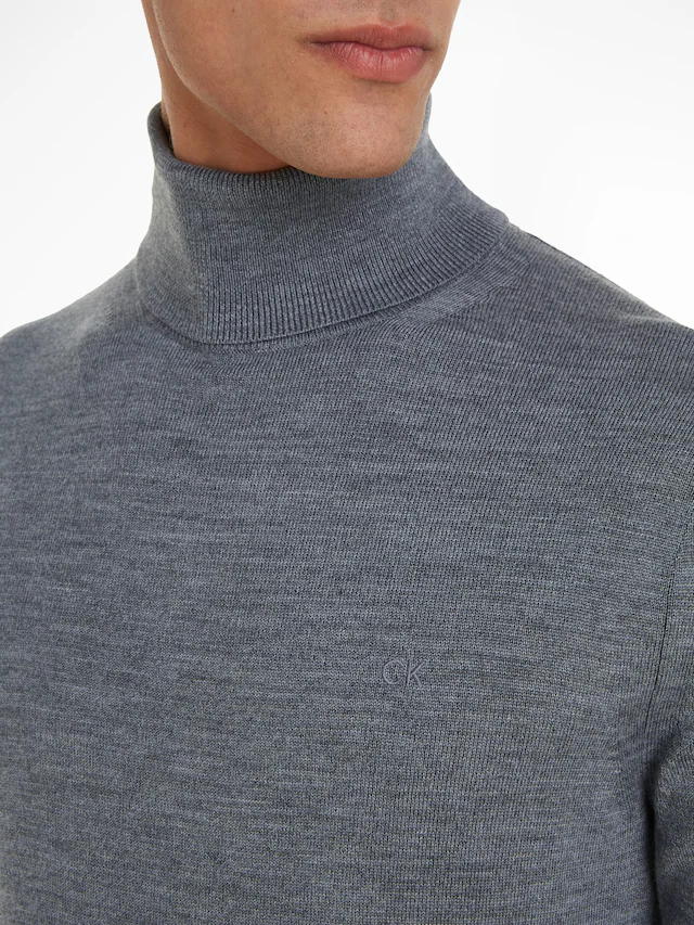 Calvin Klein Rollkragenpullover »SUPERIOR WOOL TURTLE NECK«, mit Logostickerei