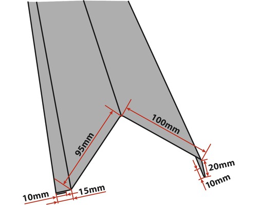 PRECIT hoekprofiel voor metalen tegels, diepzwart RAL 9005, 1000 mm x 95 mm x 100 mm