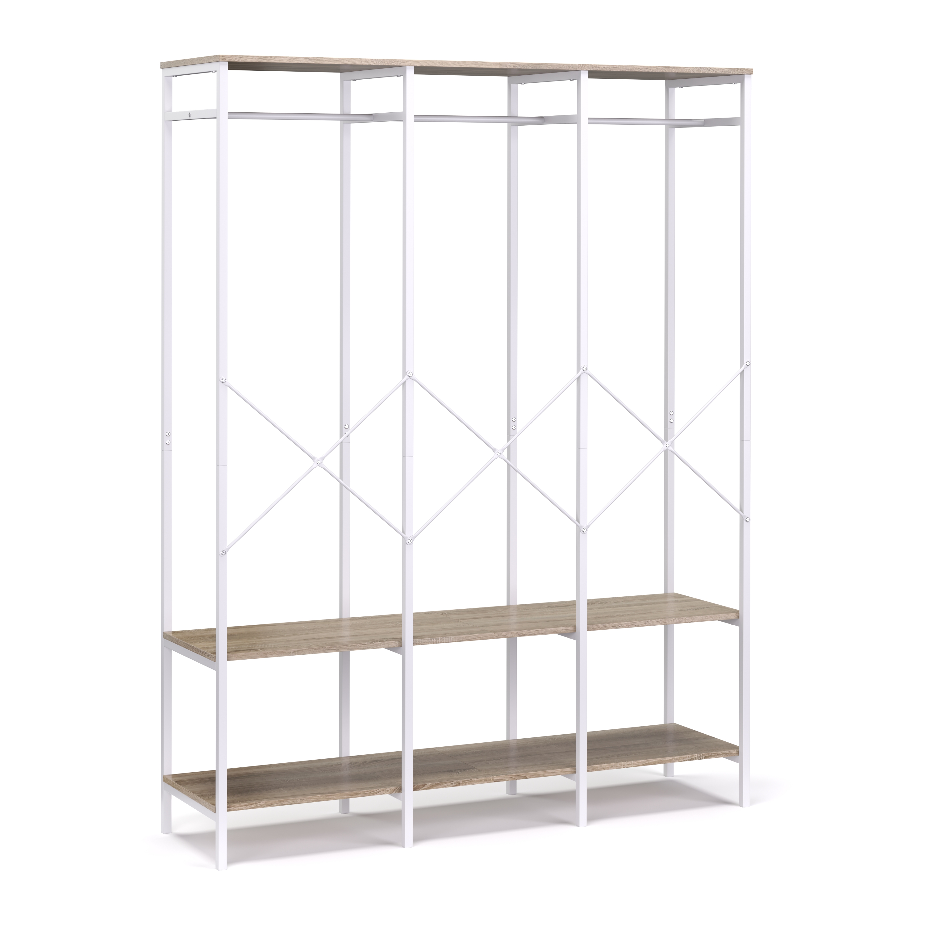 Garderobe Kleiderständer 141 x 180 cm weiss/braun
