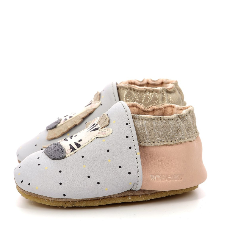 Robeez Robeez Chaussons Crêpe Cute Zebra Gris Rose