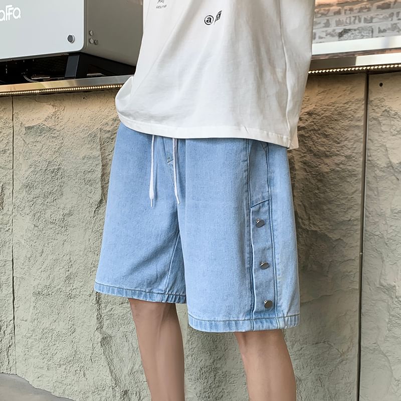 emeisa - Denim shorts met knoopdetail en middelhoge taille