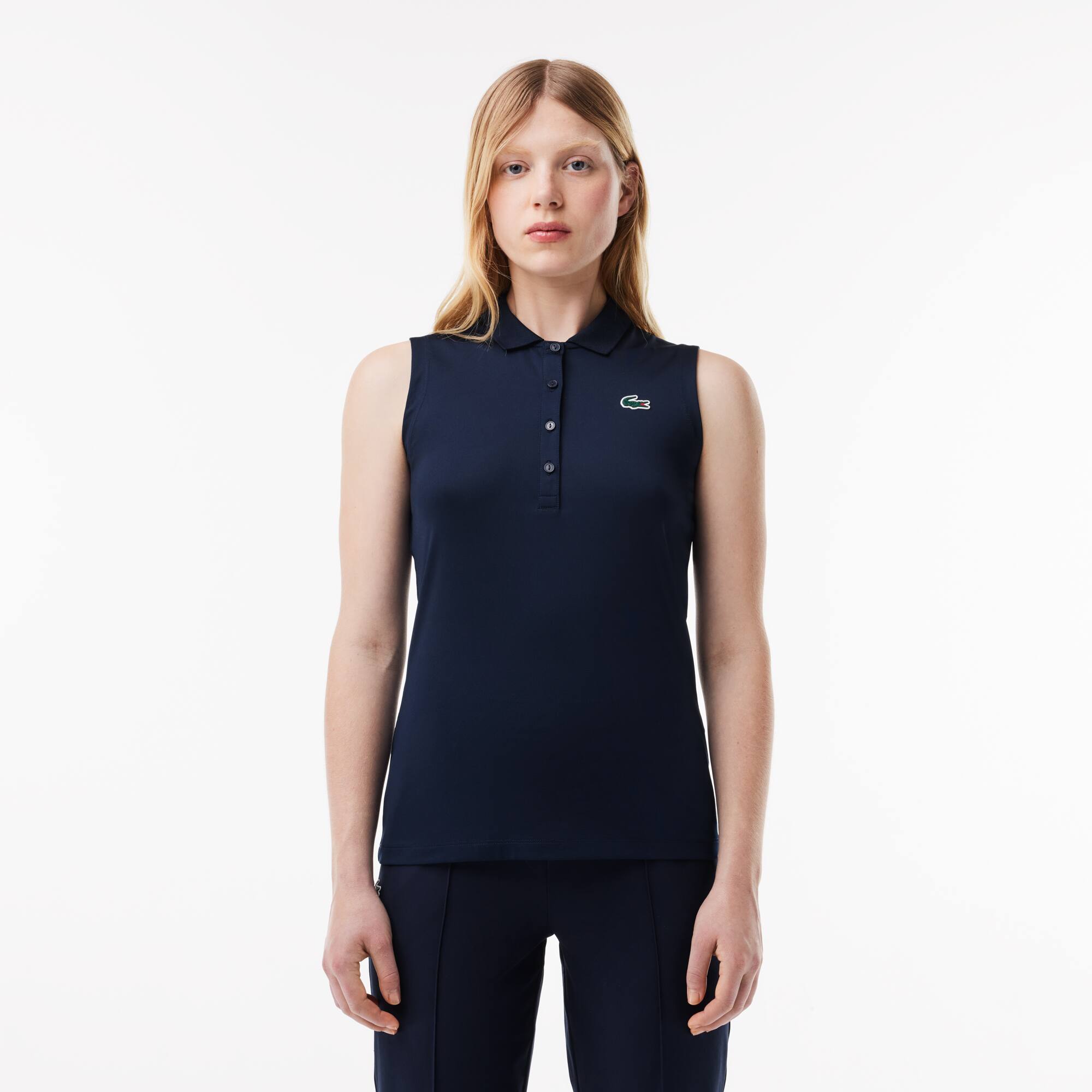 Polo Golf Ultra-Dry slim fit anti-UV stretch Manches Courtes - Bleu - Lacoste - Femme