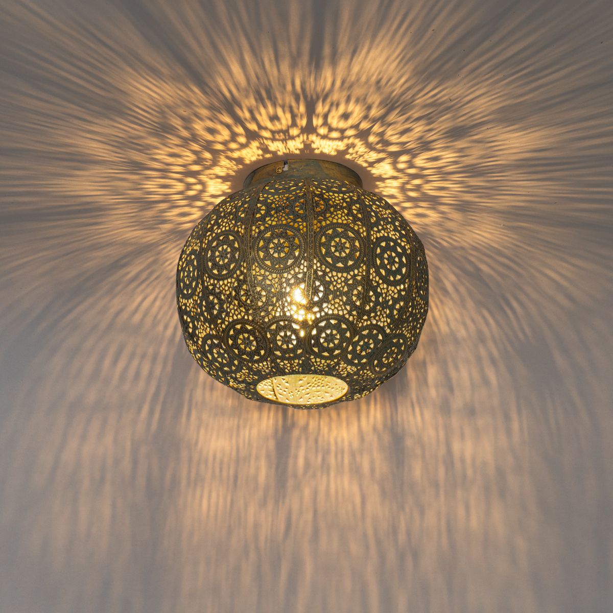 Smart plafondlamp goud met groen 28,5 cm incl. Wifi A60 - Baloo