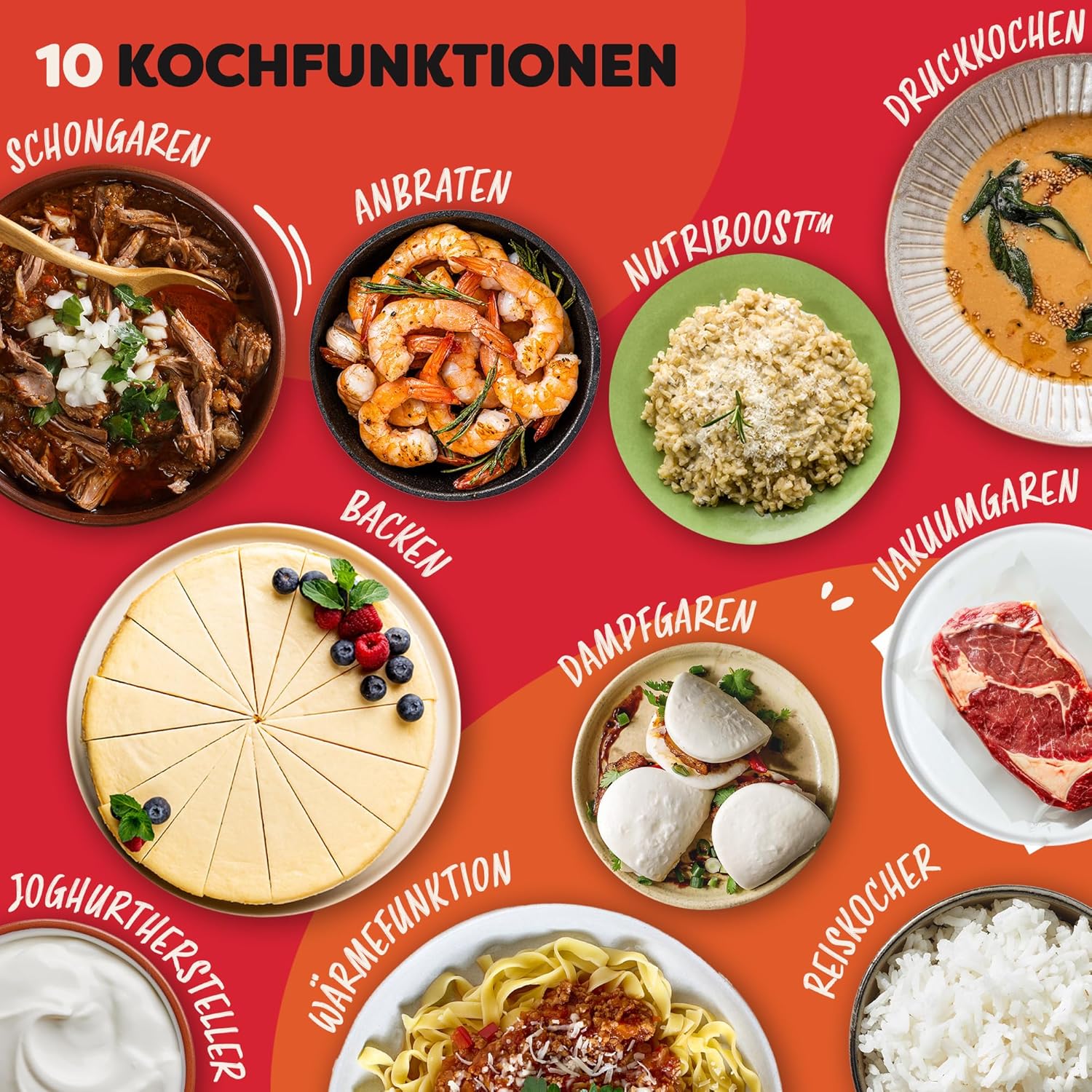 Instant Pot Pro 10-in-1-Multikocher 5,7 l – Schwarz, Schnellkochtopf, Schongarer, Reiskocher, Sauteuse, Joghurtbereiter, Speisenwärmer, Dampfgarer, Vakuumgarer, Backen, NutriBoost™, spülmaschinenfest.
