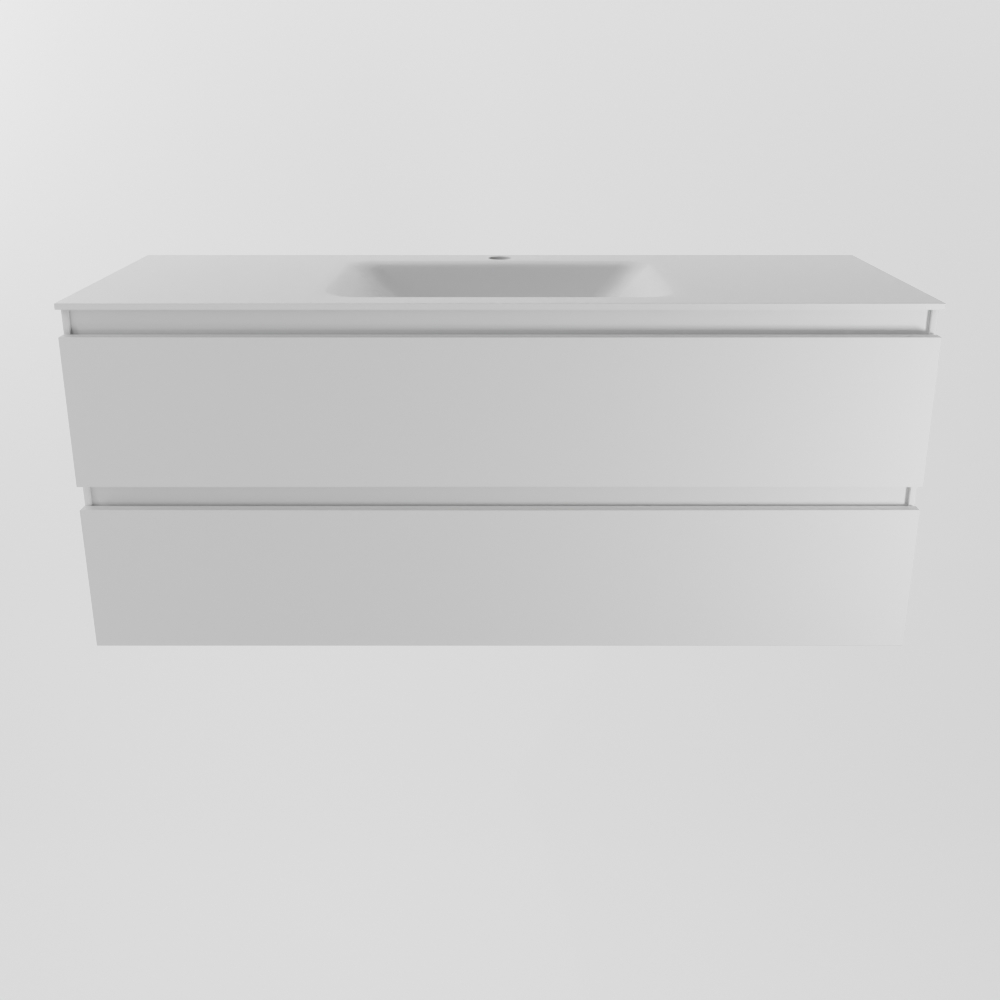 Mondiaz Aivy badmeubel 120cm talc met wastafel solid surface talc midden 1 kraangat en spiegelkast