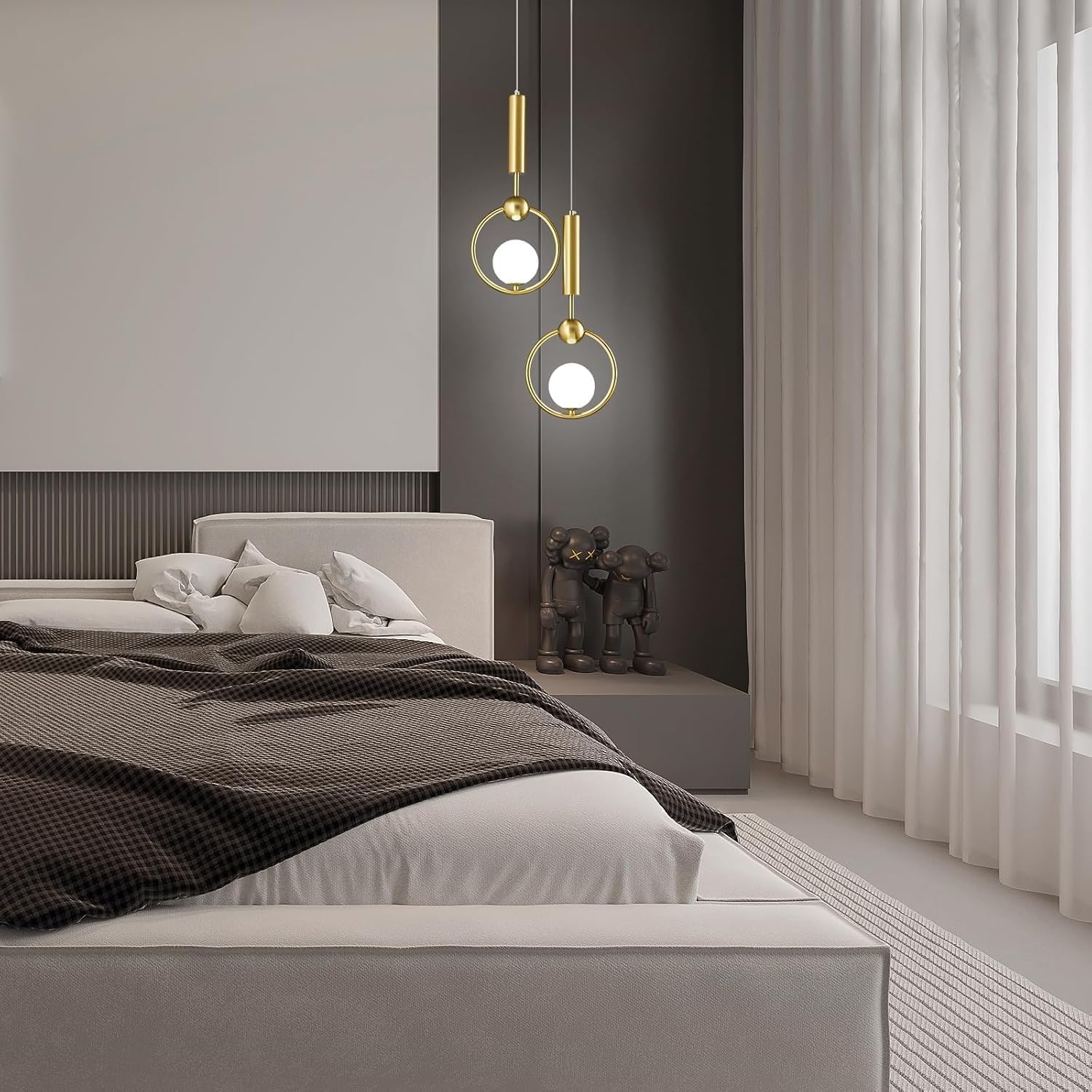 Moderne kugelförmige Pendelleuchte aus Glas Nachttisch schlichter goldener Kronleuchter Hängelampe aus der Mitte des Jahrhunderts mit einstellbarer Kücheninsel Esszimmer Schlafzimmer Eingangs