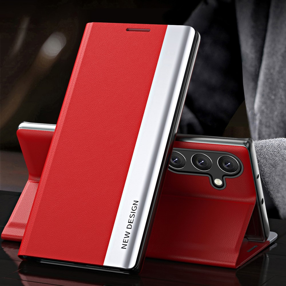 Samsung Galaxy A54 5G Leder Tasche Flip Cover   Magnetverschluss - Rot