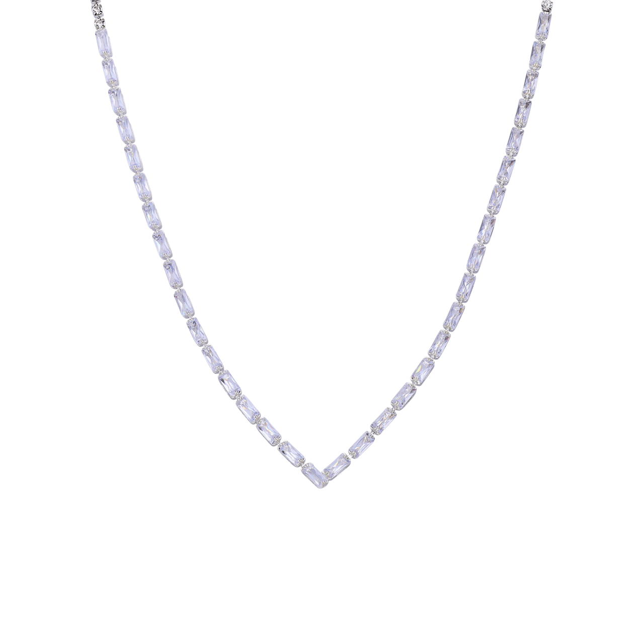 Zilverkleurige bijoux set ketting met oorbellen